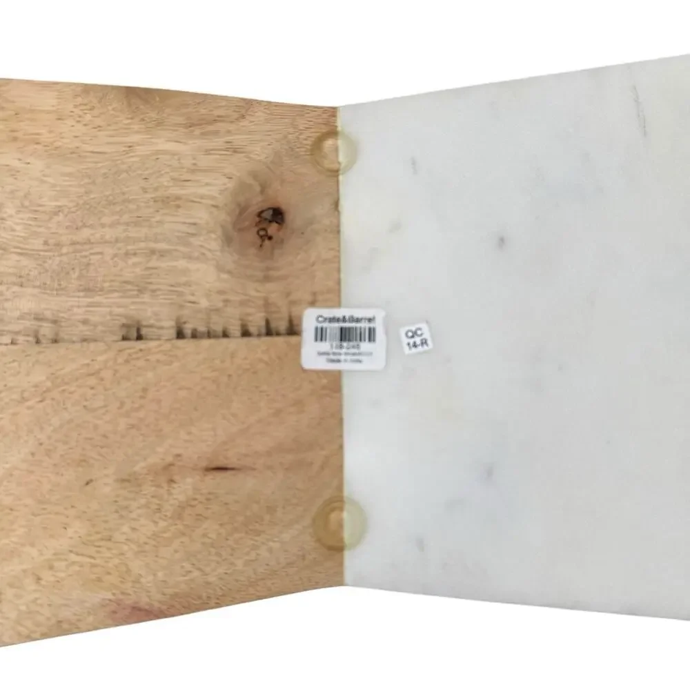 Crate & Barrel Cheese Board Wood Marble Serving Tray Decor Party 18”